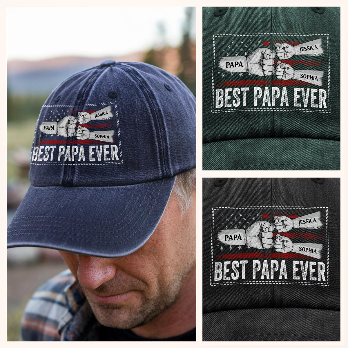 Personalized Gift Best Dad Ever Washed Denim Baseball Cap LM32 893981