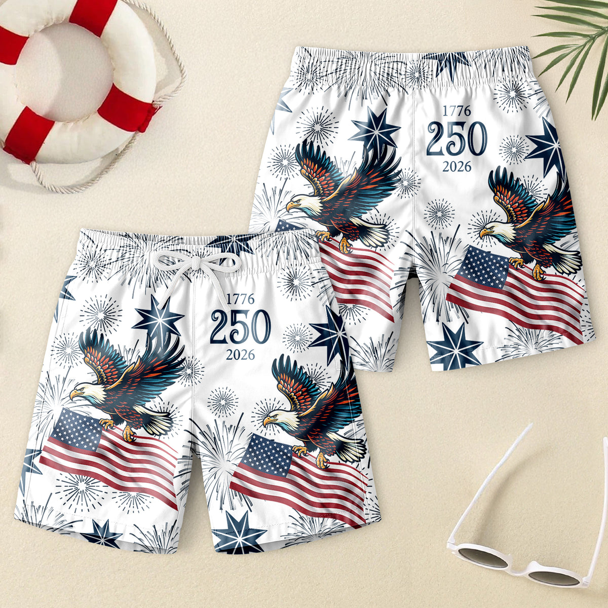 America 250 Years Anniversary 1776–2026 Eagle Kid Beach Short TH10 169399
