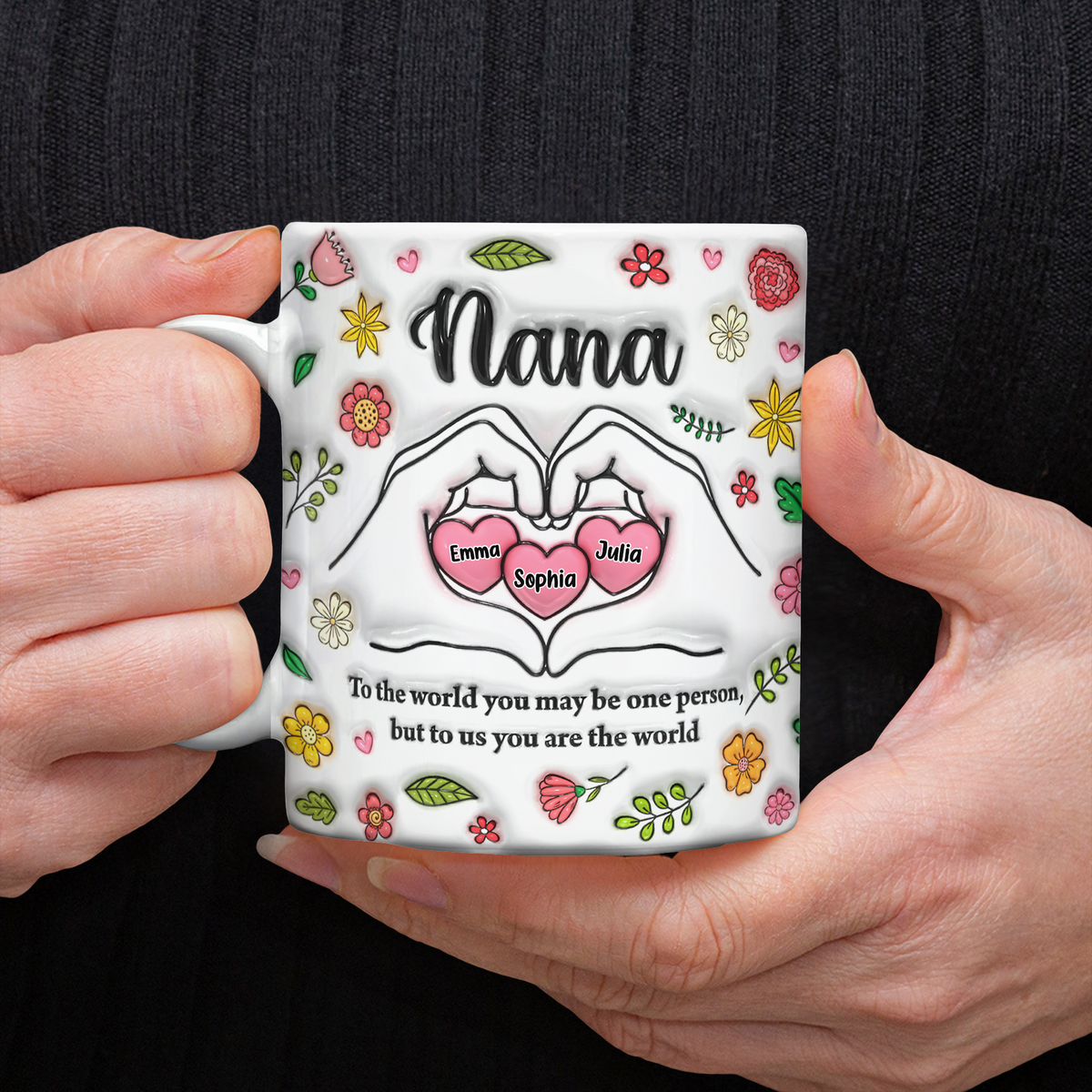 Custom Name Mom's Heart Hand 3D Effect Mug Gift For Mother's Day CH07 910682