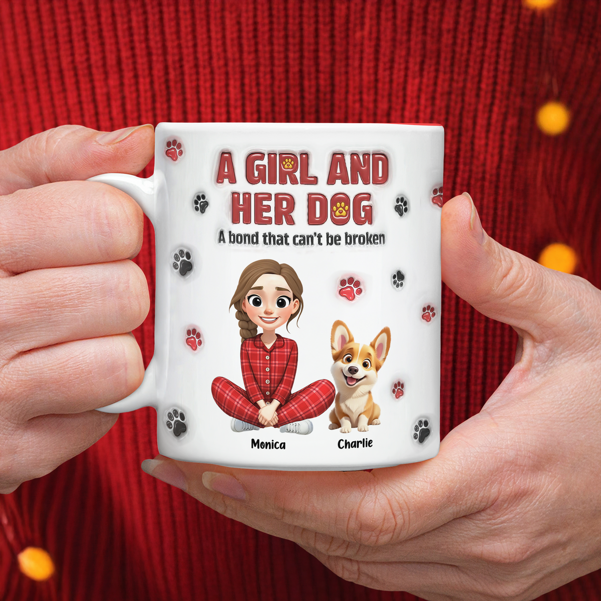 Personalized A Girl And Her Dog Version 3D Inflated Effect Mug HA75 898070