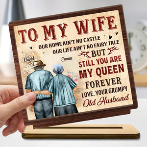 To My Queen 2-Layer Standing Wooden Plaque Personalized Gift For Couple, Wife HO82 894498