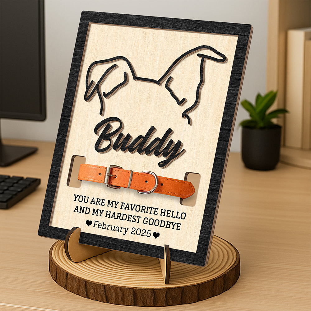 Custom Dog Ear Memorial 2-Layers Wooden Collar Frame LM32 893781