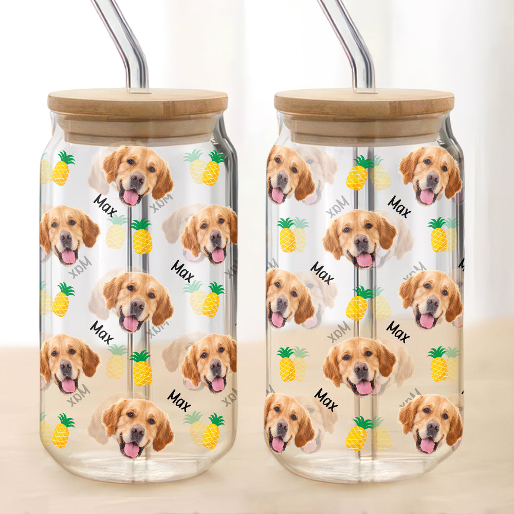 Custom Dog Cat Face Glass Can Funny Gift For Dog Lovers Cat Lovers CH07 895618