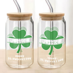 Custom Name Happy Patrick's Day Glass Can With Lid TH10 898049