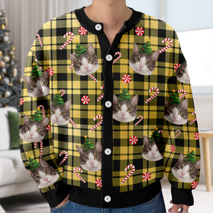 Custom Cat Photo Christmas Pattern Cardigan Christmas Gift HO82 900402
