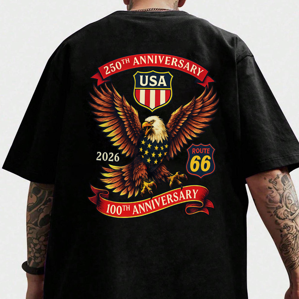 Celebrate America 250 & Honoring 100 Years of Route 66 Back Shirt CH07 910508