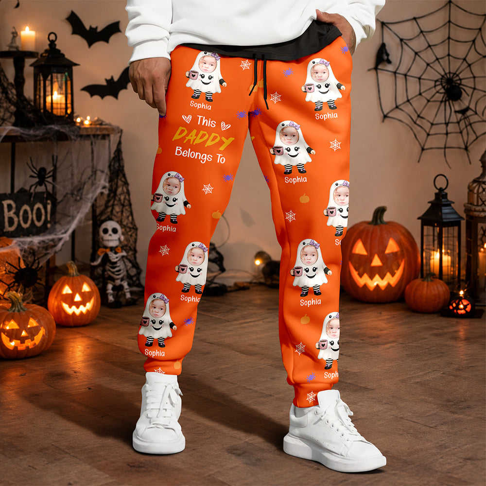 Custom Photo Little Boo This Dad Mom Belongs To Funny Halloween Sweatpants HA75 922002