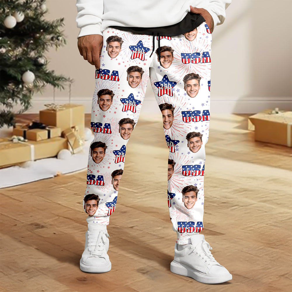 Custom Face Celebrate 250 Years America Anniversary 250th Independence Day Sweatpants CH07 899748
