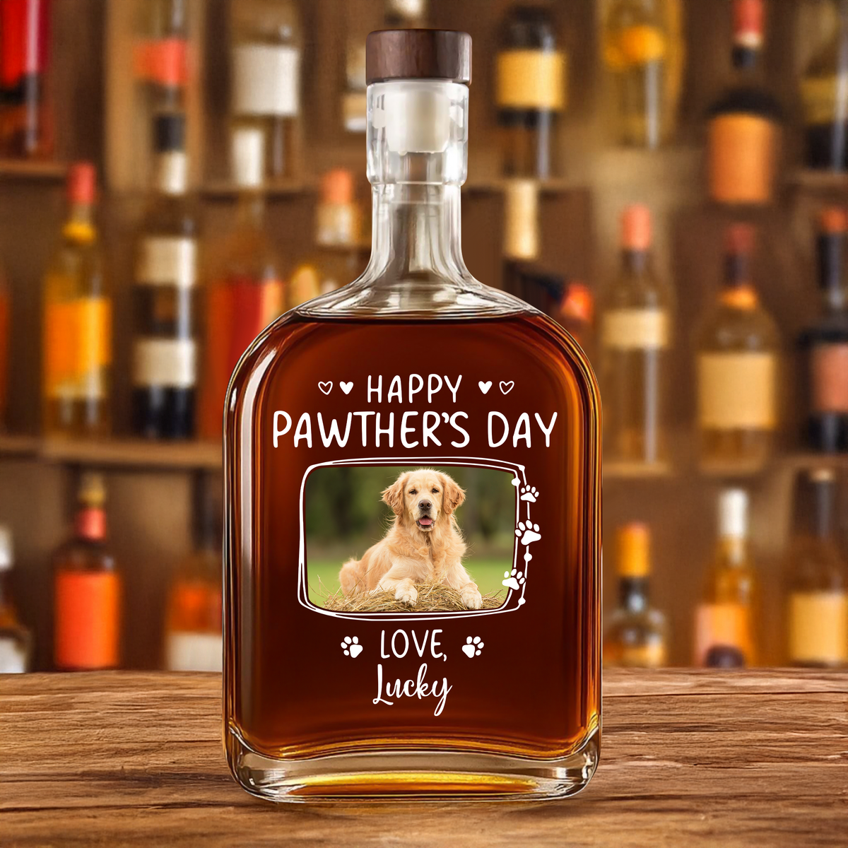 Custom Dog Cat Photo Happy Pawther’s Day Whiskey Bottle HA75 892534