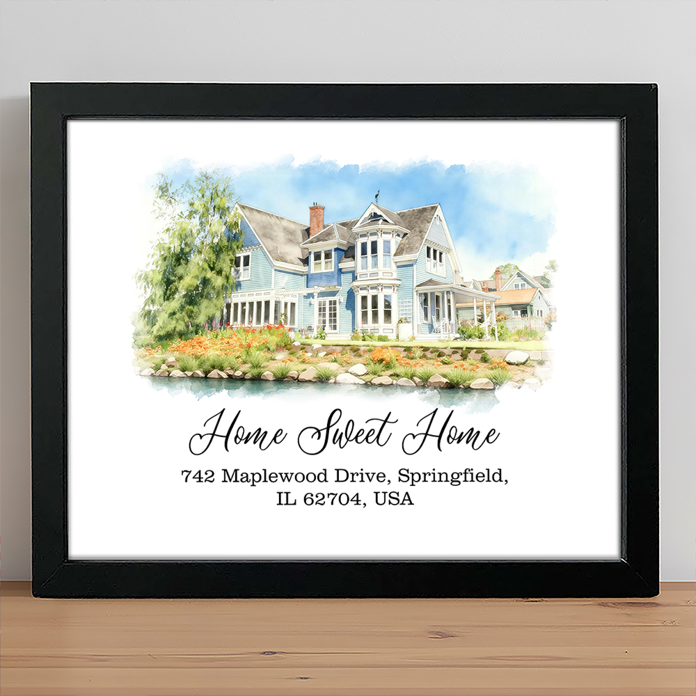 Custom Watercolor Photo Home Sweet Home Picture Frame LM32 899477