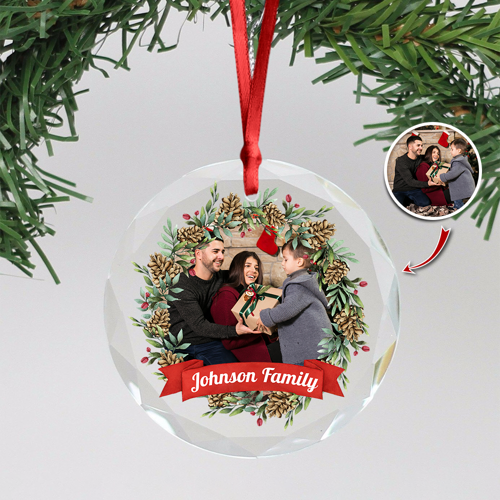 Custom Family Crystal Photo - Personalized Glass Ornament For Christmas TH10 894829
