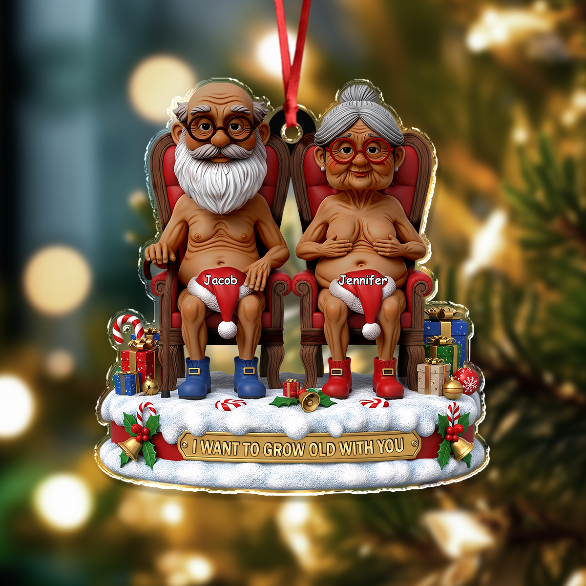 I Want To Grow Old With You Acrylic Ornament Christmas Gift For Couples HO82 900218