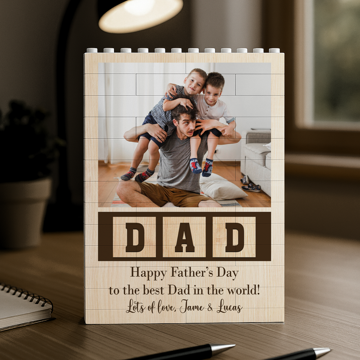 Custom Photo Happy Father's Day To The Best Dad Building Brick Blocks LM32 893561