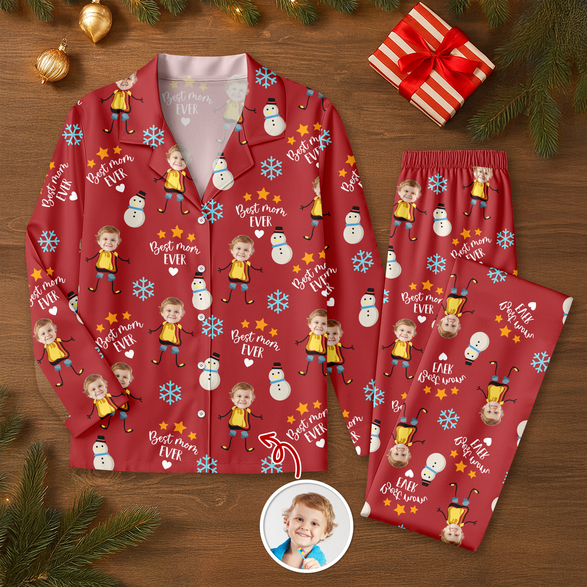 Custom Face Kid Best Mom Ever, Best Dad Ever Pajamas HA75 892876