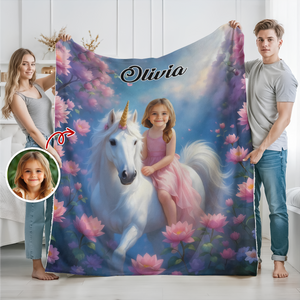 Custom Photo Boy Riding Dinosaur Kid Blanket Back To School Gift For Son Daughter CH07 896468