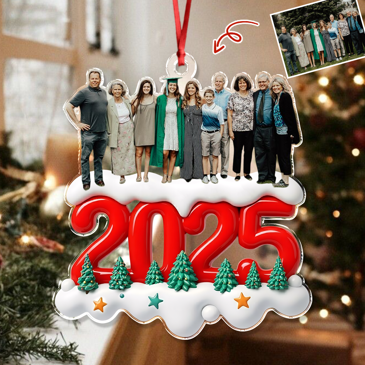 Custom Photo Together Forever Now Family Acrylic Ornament Gift For Mom, Dad, Brother, Sister, Kids HO82 900210