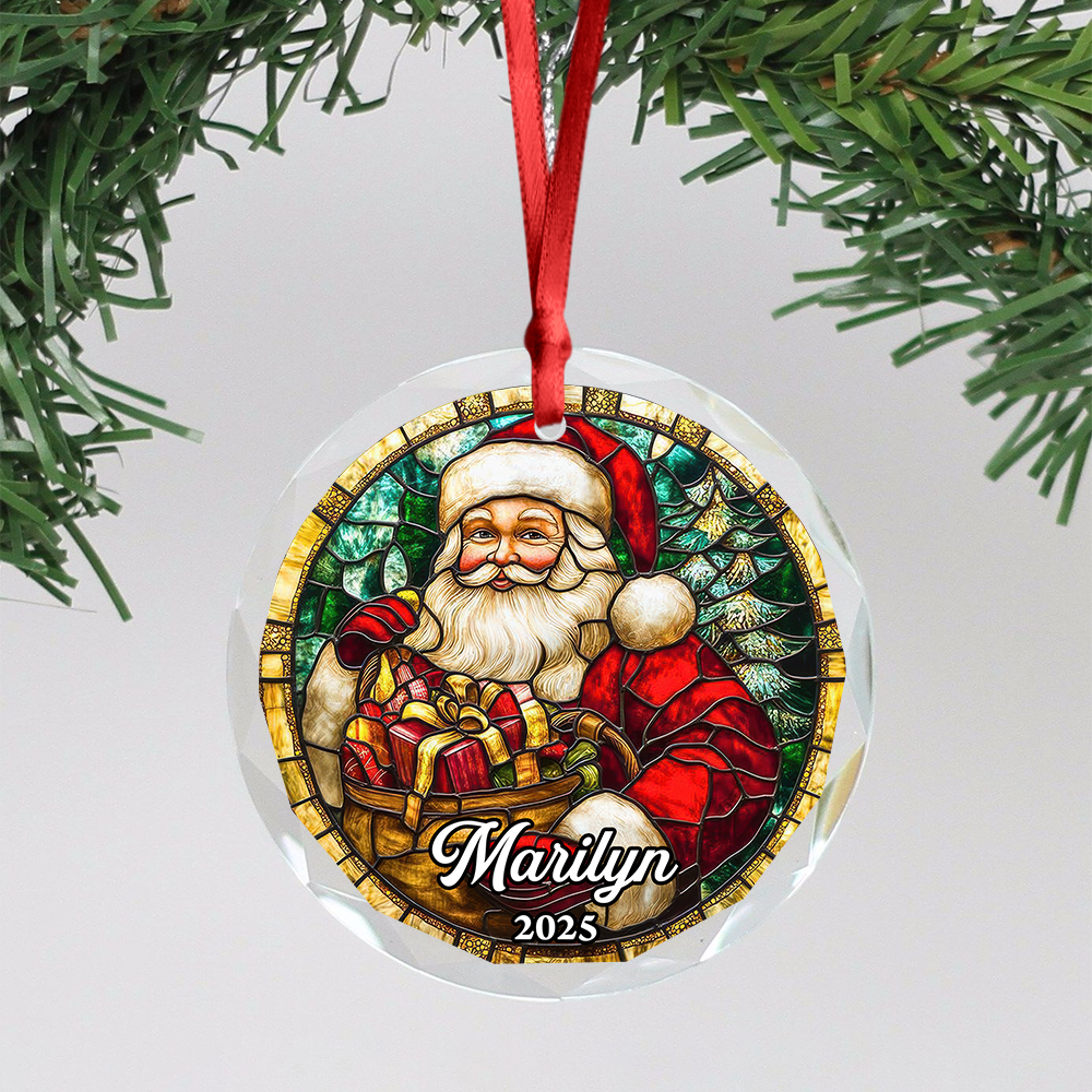 Custom Name Personalized Christmas Glass Ornament HA75 897816