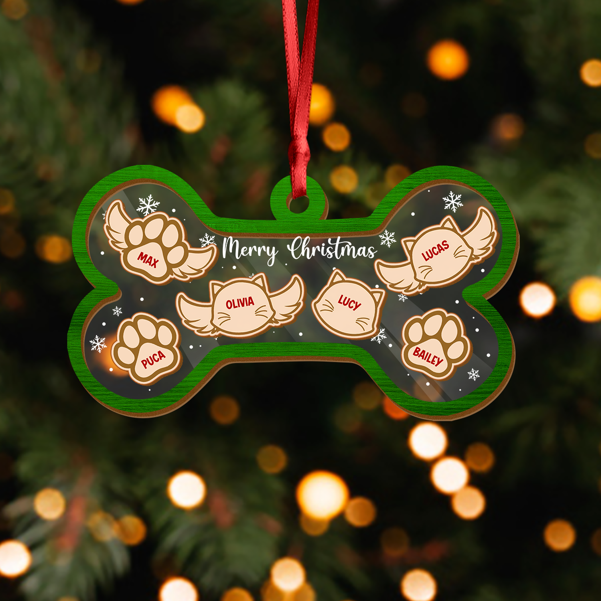 Custom Dog Cat Bone Christmas Shaker Ornament Dog Cat In Heaven Ornament CH07 896926