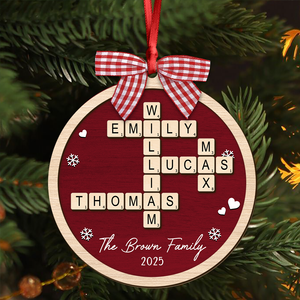Personalized Family Crossword Puzzle Name Christmas 2 Layer Wood Ornament HA75 897546