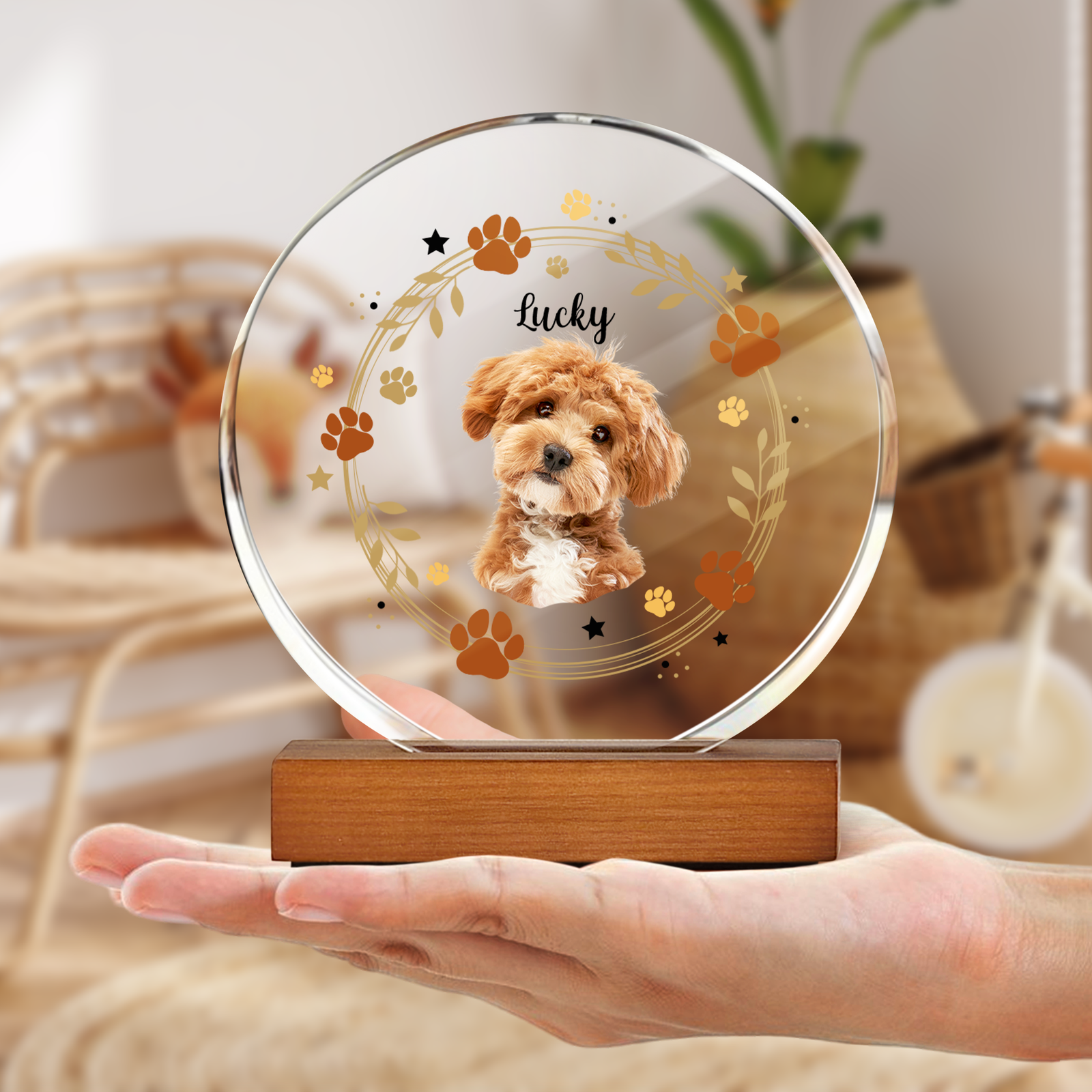 Custom Dog Photo For Dog Lovers Round Acrylic Frame Block HO82 894156