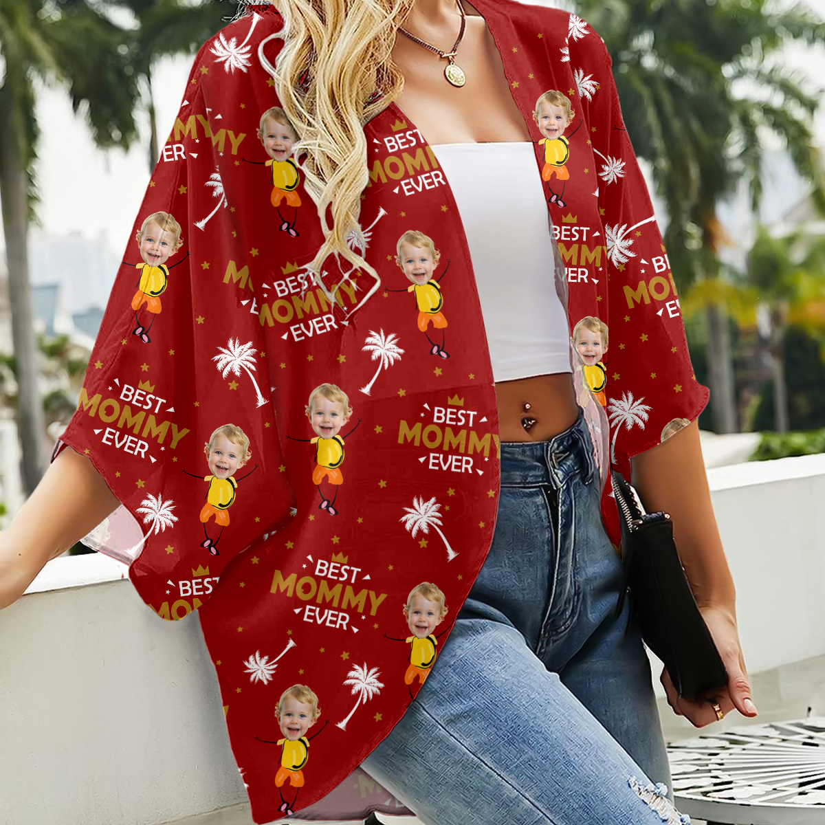 Custom Photo Best Mom Ever Coconut Palm Kimono TH10 894157