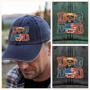 Custom Photo Best Dog Dad, Best Scooper Washed Denim Baseball Cap Gift For Father's Day, Dog Lovers HO82 894034