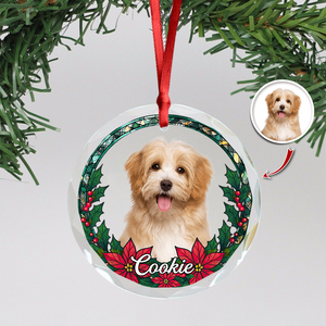 Custom Photo Christmas Glass Ornament For Dog Lovers HA75 897064