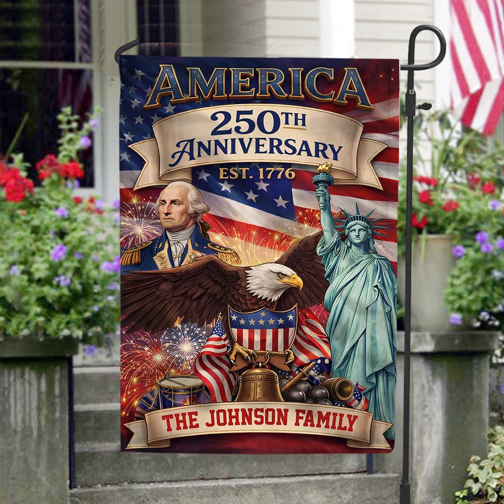 Custom Family Name USA 250th Anniversary Garden Flag LM32 897965