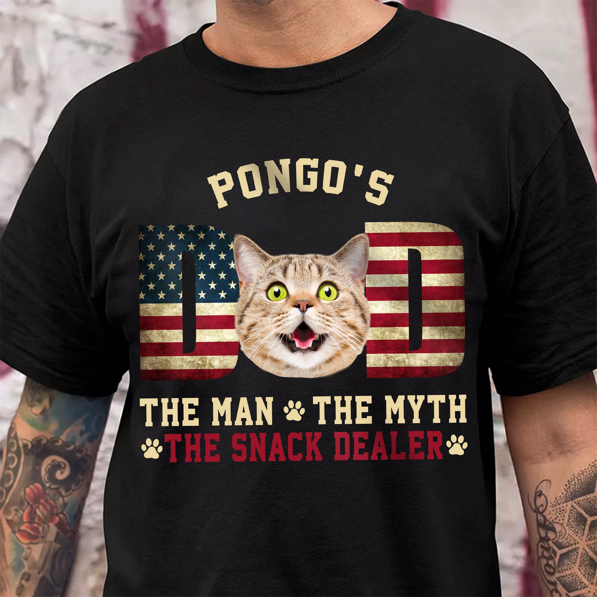 Custom Photo Cat - Cat's Dad The Man The Myth The Dealer American Flag Dad Shirt HA75 892442