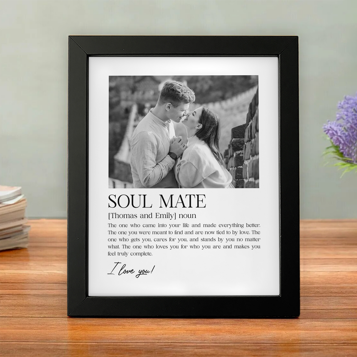 Custom Photo Soul Mate Personalized Picture Frame Couple Anniversary Gift, Valentines Day Gift HA75 920094