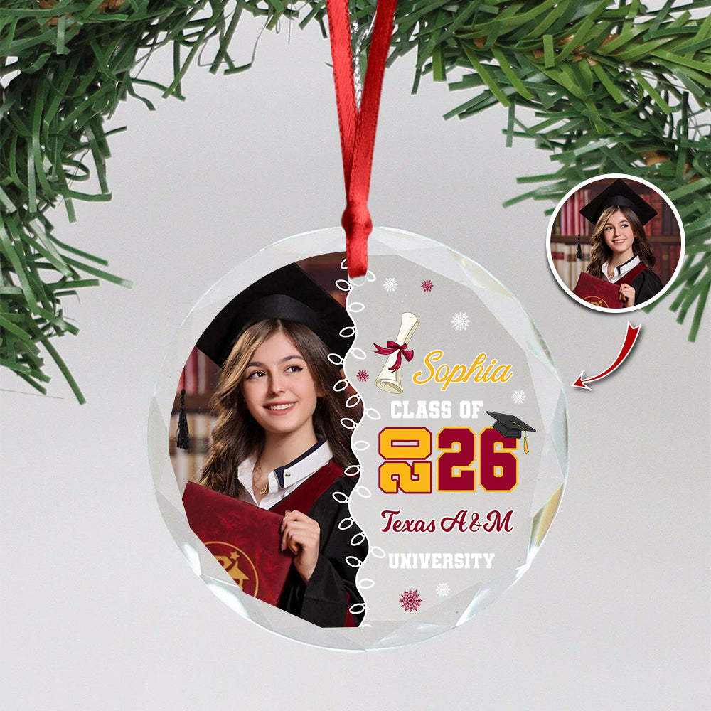 Custom Photo Class Of 2026 Glass Ornament Gift For Graduation LM32 897317