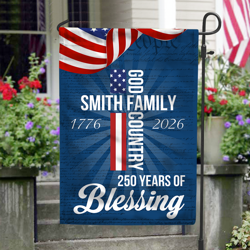 American Patriotic Flag, 250 Years of Blessing God 1776 2026 Garden Flag HA75 898776
