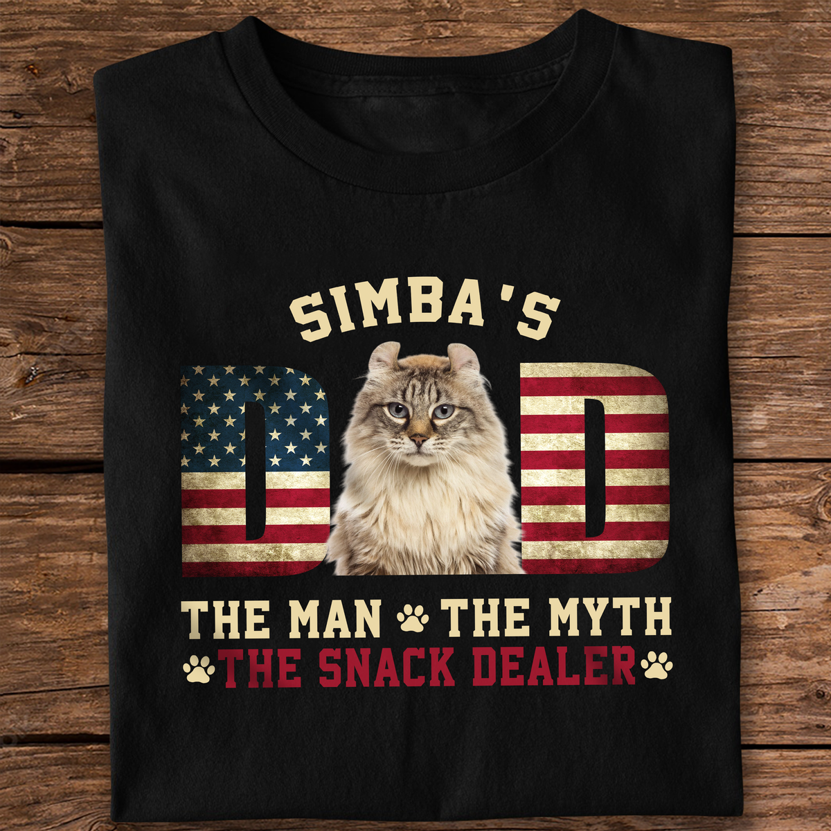 Custom Photo Cat - Cat's Dad The Man The Myth The Dealer American Flag Dad Shirt HA75 892442