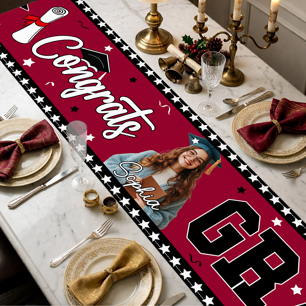 Custom Photo I'm Done Congrats Class of 2026 Graduation Table Runner LM32 899759