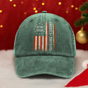 250 Years America Flag 250th Birthday 1776-2026 Washed Denim Baseball Cap HO82 894786