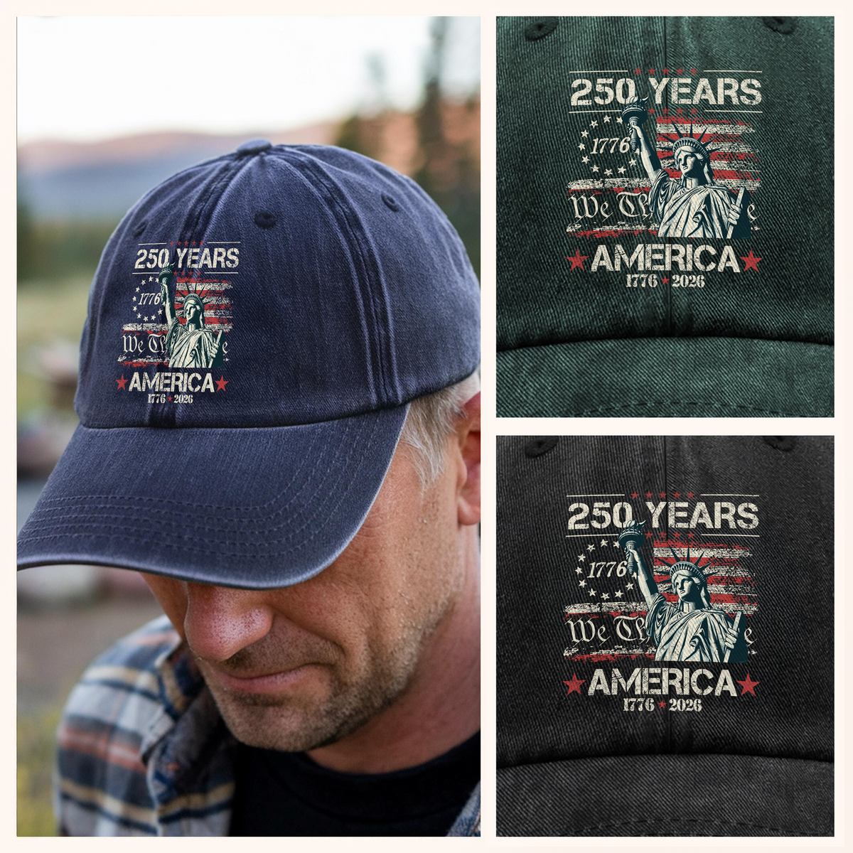 Celebrate Our America 250th Anniversary We The People Washed Denim Baseball Cap CH07 896720