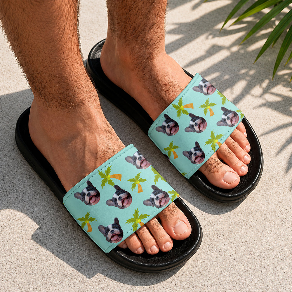 Custom Pet Face Tropical Fruit Slide Sandals Gift For Pet Lovers CH07 911616