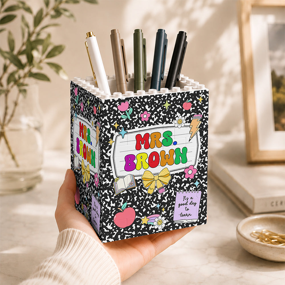 Personalized Teacher Name Brick Pencil Pot Classroom Back to School Gift TH10 170283