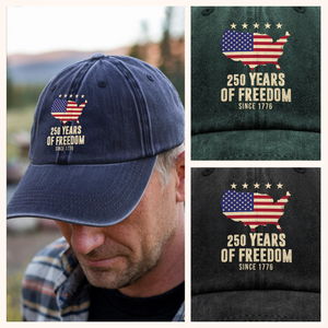 America 250th Anniversary 1776 2026 America 250 Years of Freedom Washed Denim Baseball Cap CH07 899228