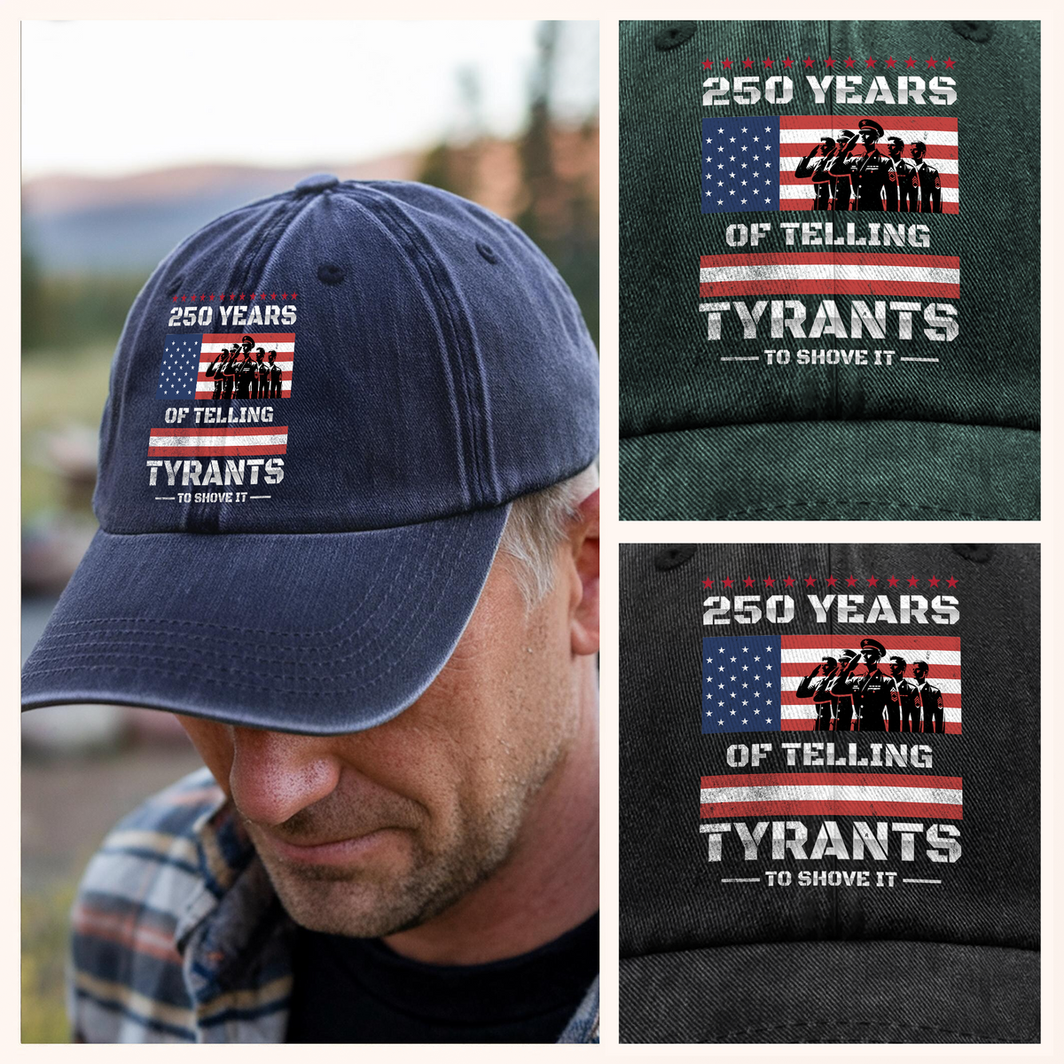 250 Years USA 250th Anniversary America Celebration Washed Baseball Denim Cap CH07 896750