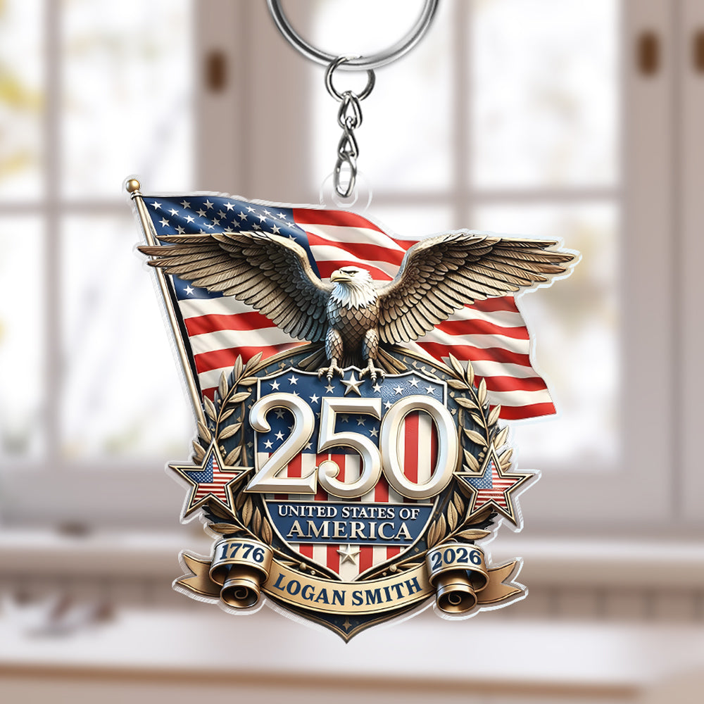 Personalized America 250th Anniversary Patriot Eagle Acrylic Keychain HA75 921024