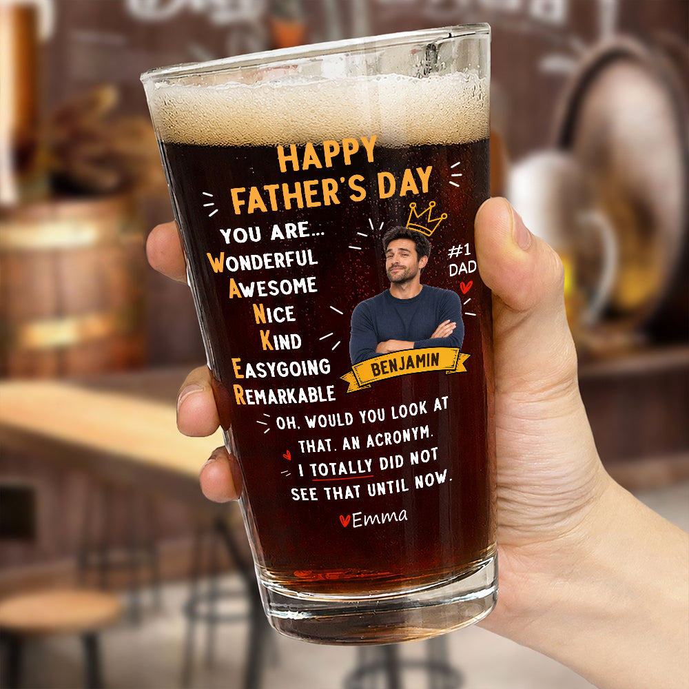 Custom Photo Funny Dad Acronym Beer Glass, Joke Gift for Dad, Father's Day LM32 669083