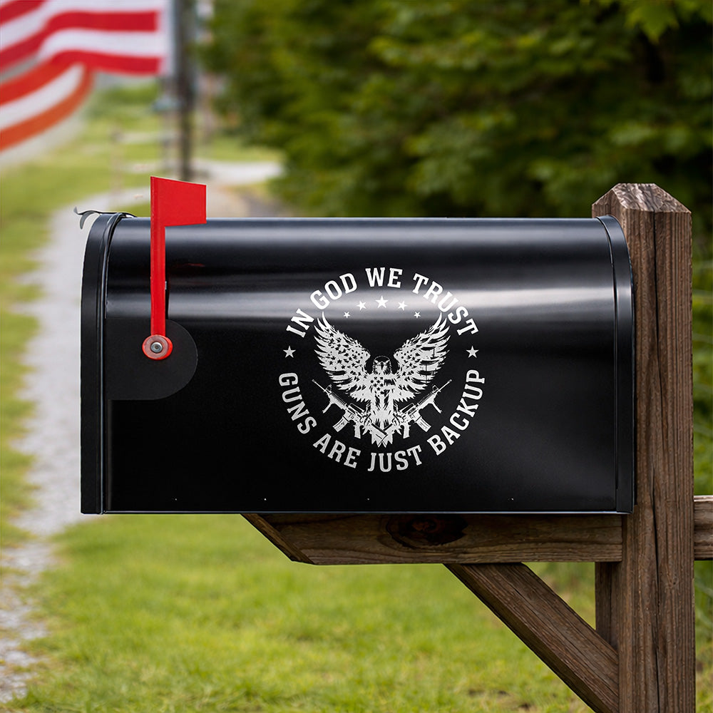 In God We Trust Eagle - Guns Are Just Backup Mailbox Decal HO82 901012