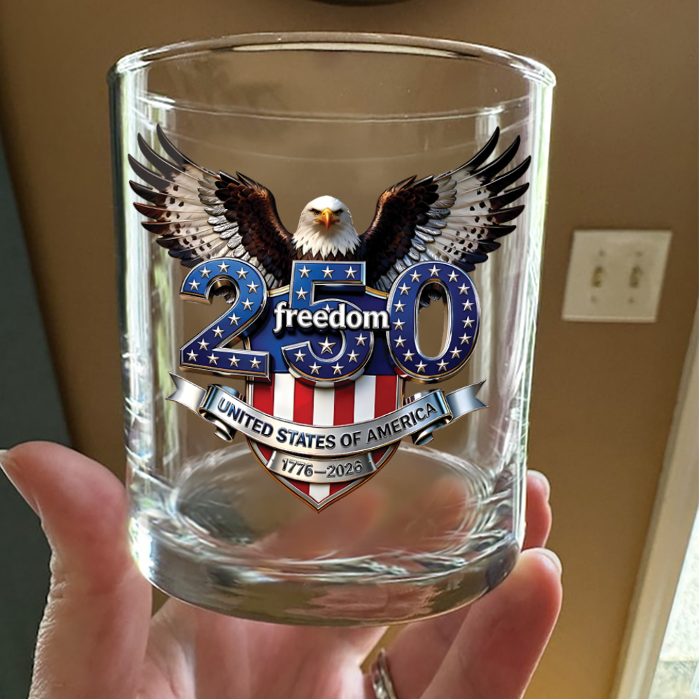 USA 250 Years Anniversary, Freedom Eagle 1776–2026 Whiskey Glass HO82 902808