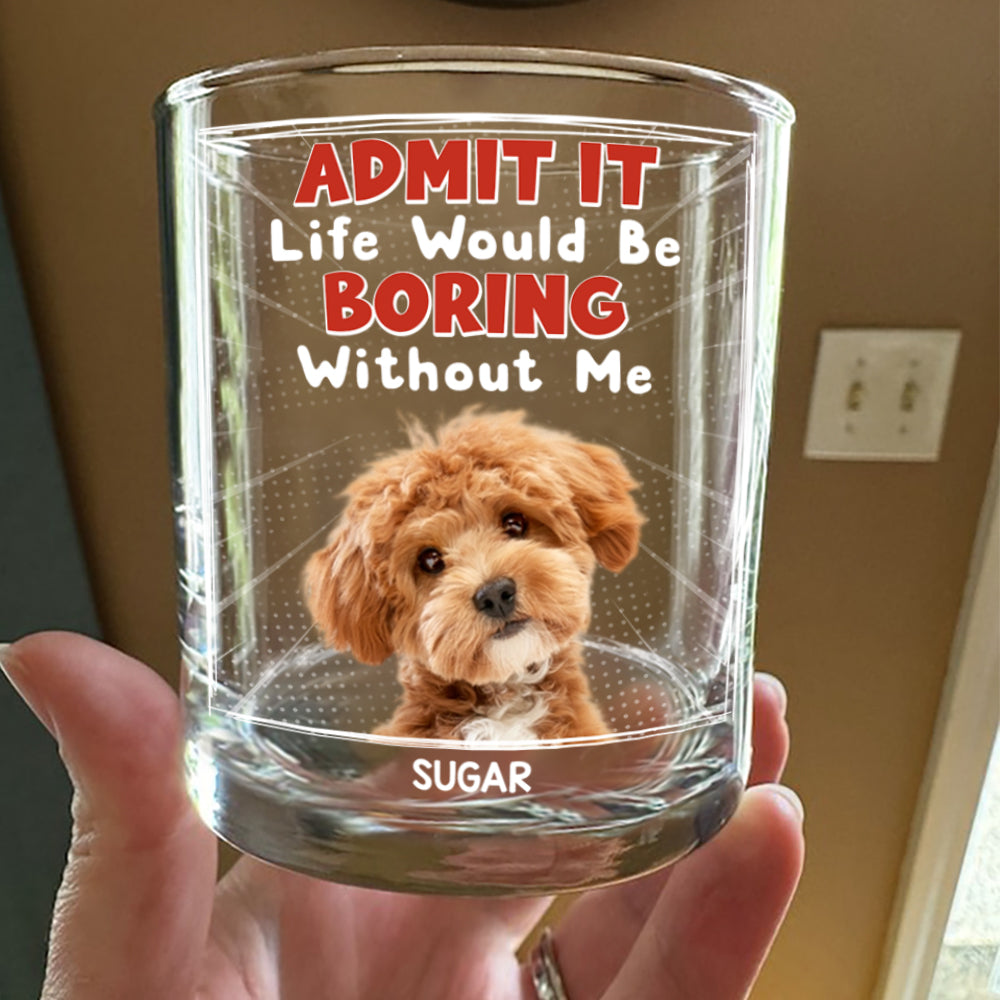 Custom Photo Admit It Life Would Be Boring Without Me Whiskey Glass Personalized Gift For Dog Lovers Cat Lovers CH07 895454
