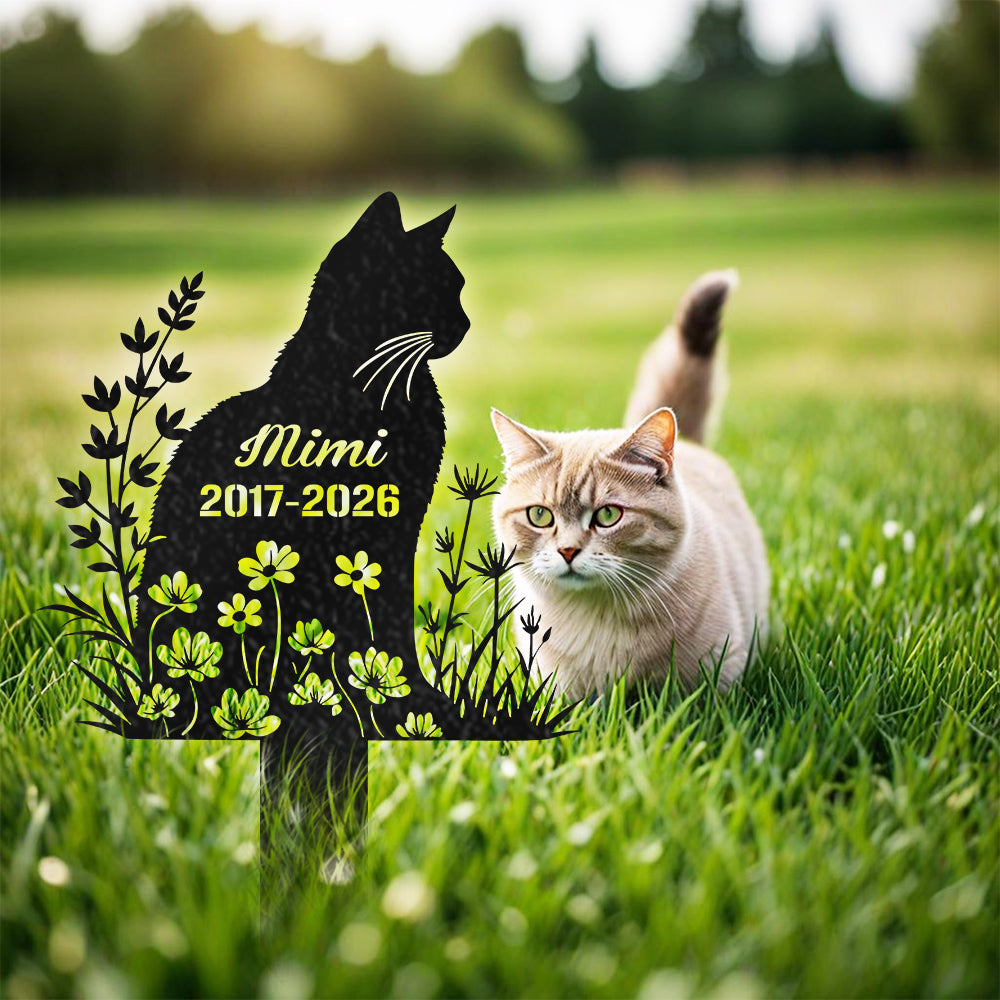 Custom Name Cat Grave Marker - Personalized Pet Memorial Garden Stake HO82 902188