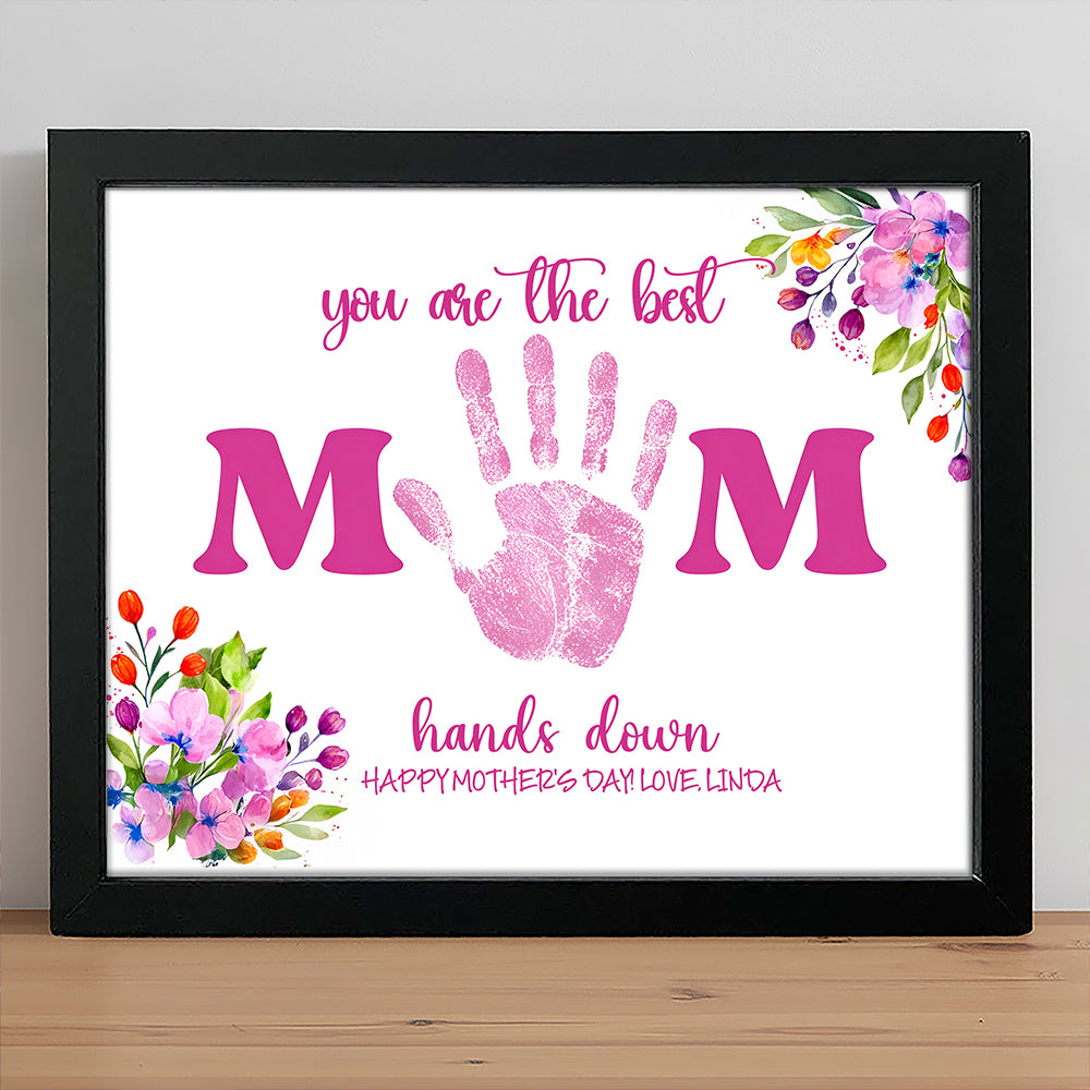Custom Name You Are The Best Mom Handprint 2-Layered Wooden Plaque With Stand TH10 169011