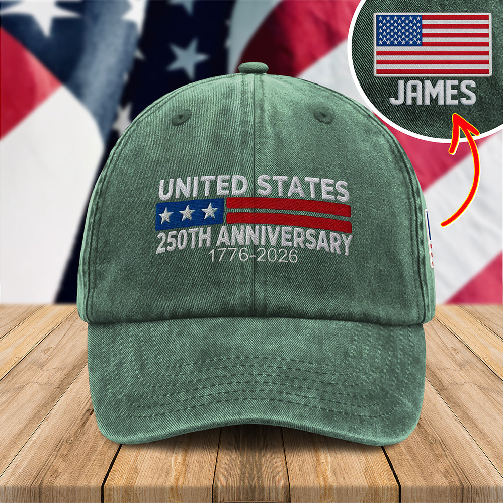 Custom Name250 Anniversary USA 1776-2026 Embroidered American Flag HA75 898810