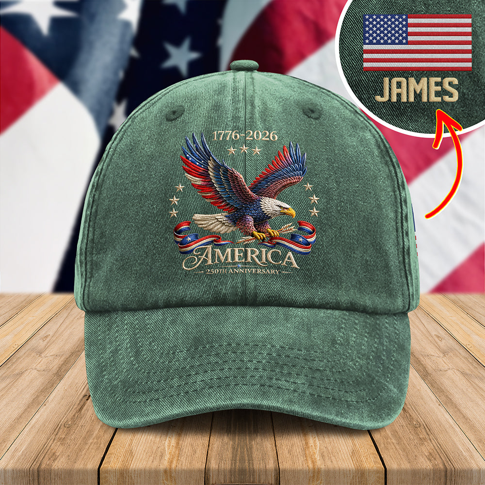 Custom Name America 250 Years Anniversary Eagle Embroidered Baseball Cap HO82 901698