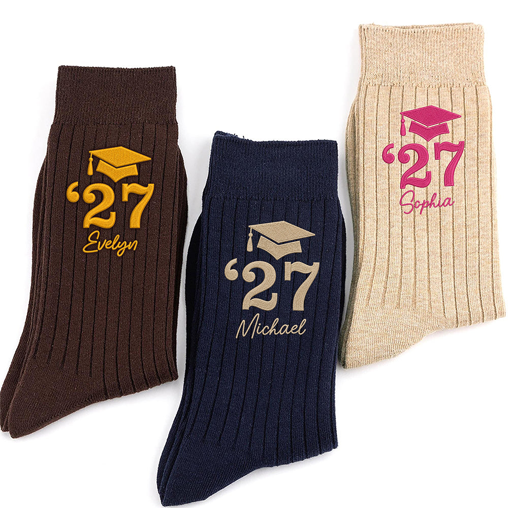 Custom Name Graduation Embroidered Socks 2027 - Personalized Senior Gift for Her LM32 669919